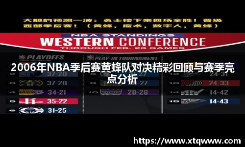 2006年NBA季后赛黄蜂队对决精彩回顾与赛季亮点分析
